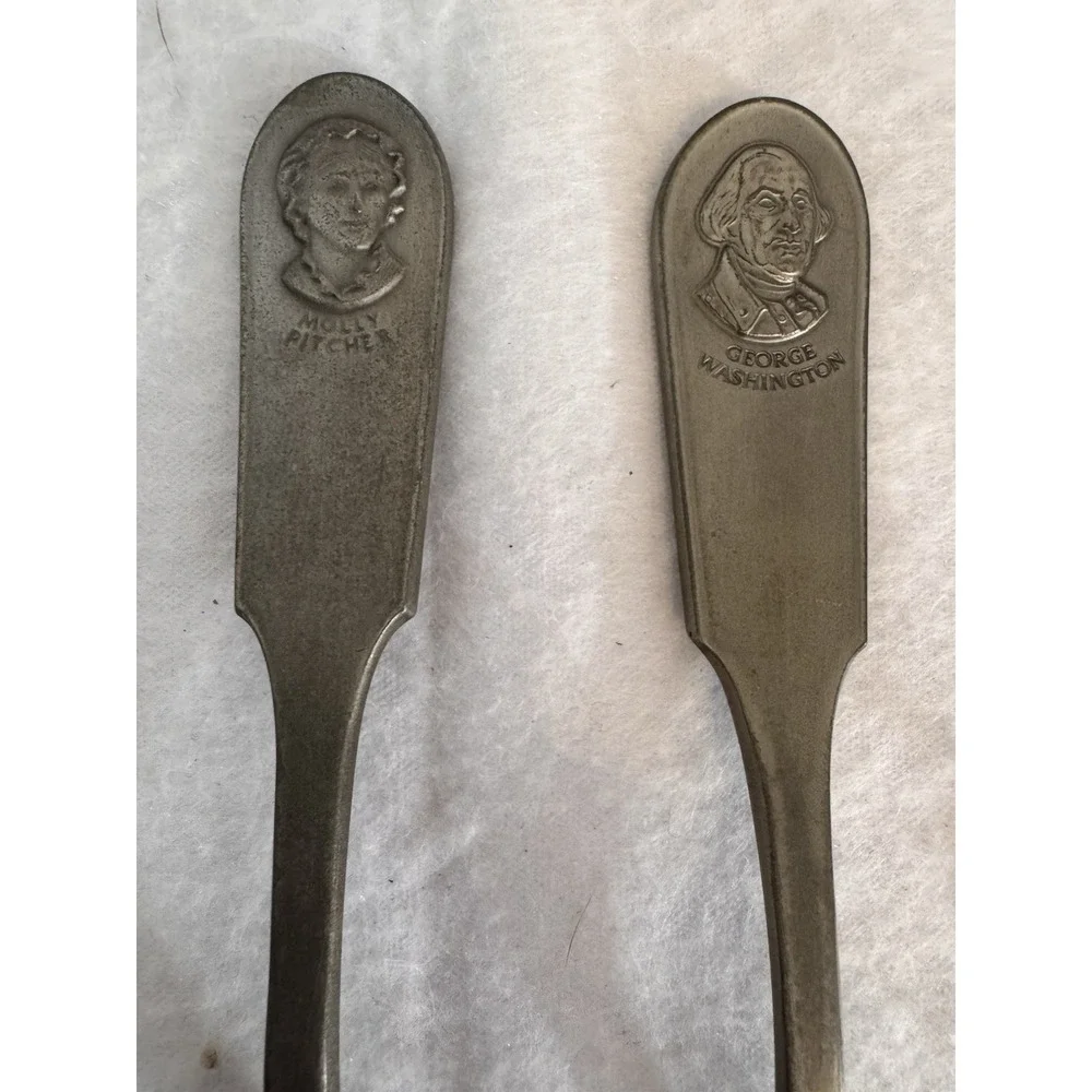 VTG Franklin Mint Pewter Spoon Set American Patriot Political Military Leader 13